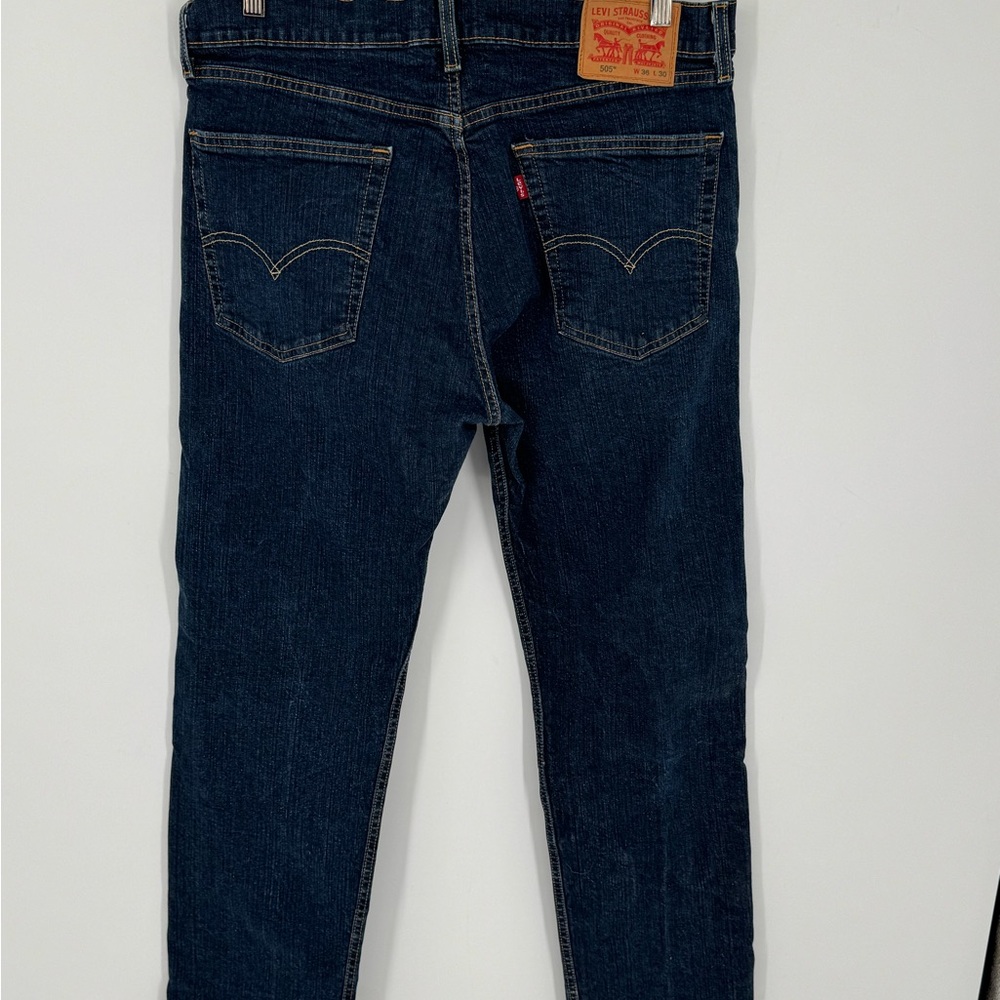 Levis 505 Jeans Men’s 36x30 Blue Denim Straight Leg Regular Cotton Comfort B0 - Picture 2 of 4